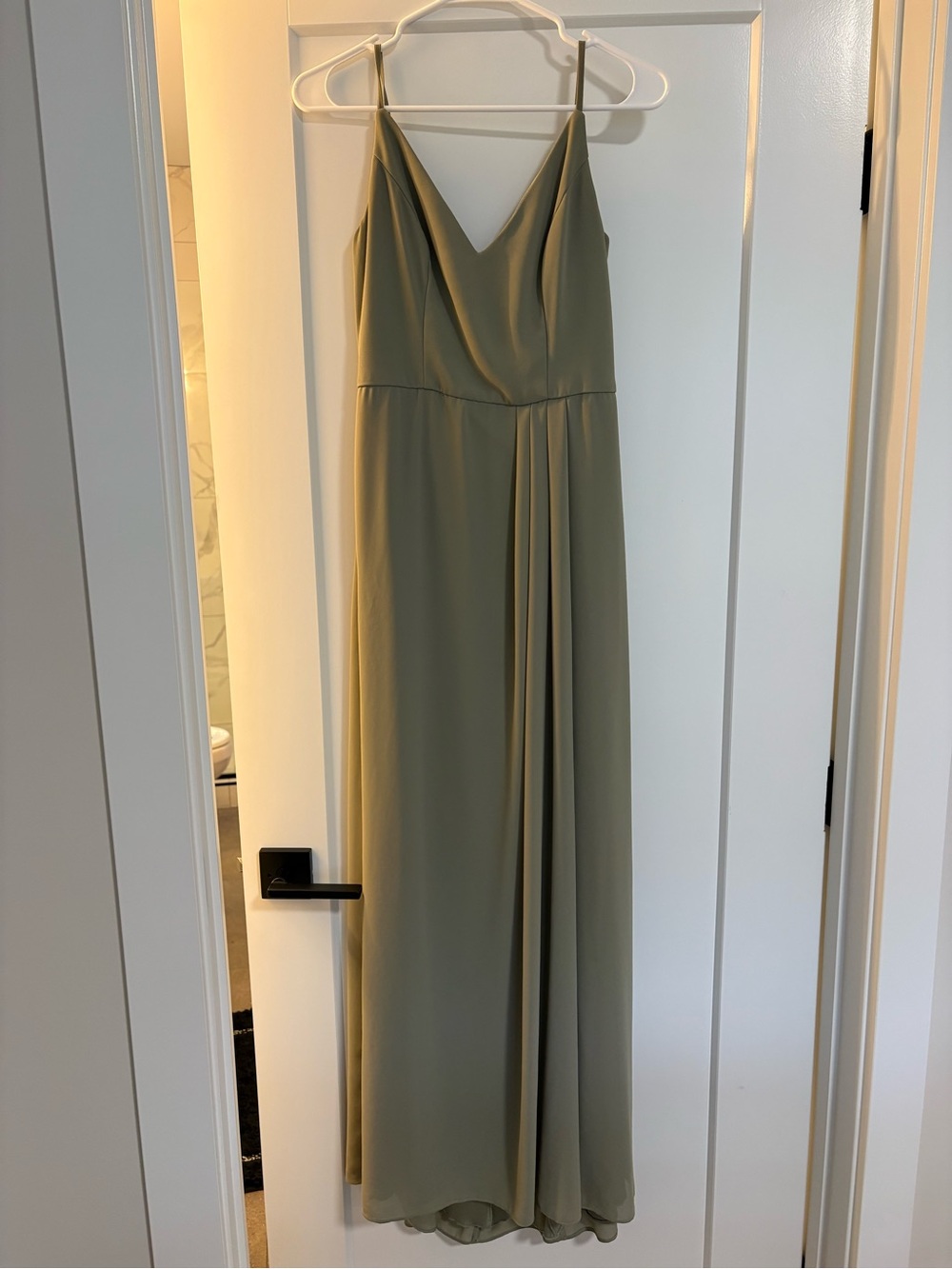 David's Bridal Sage Cowl Neck Maxi Dress